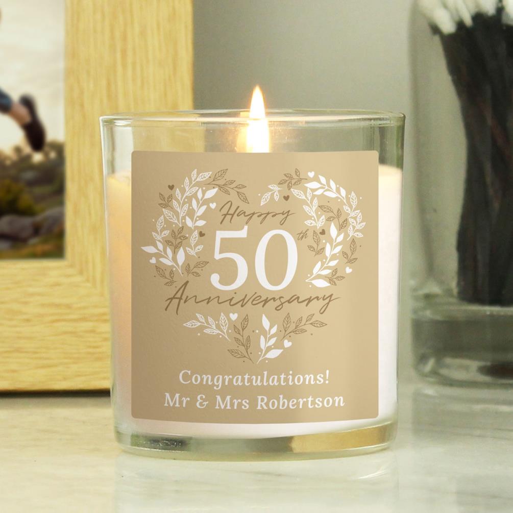 Personalised 50th Golden Wedding Anniversary Jar Candle Extra Image 1